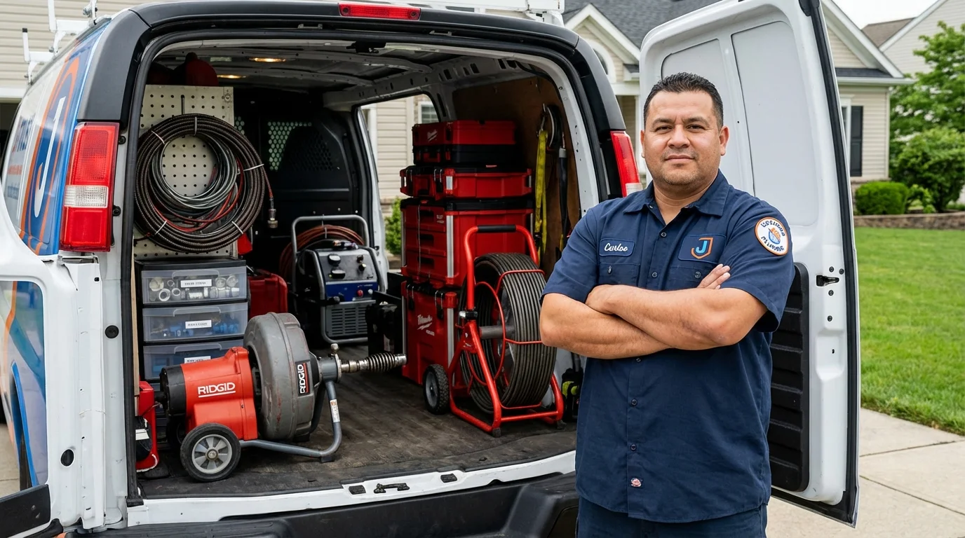 Professional drain cleaning equipment and Johns Plumbing LLC plumber in Oswego