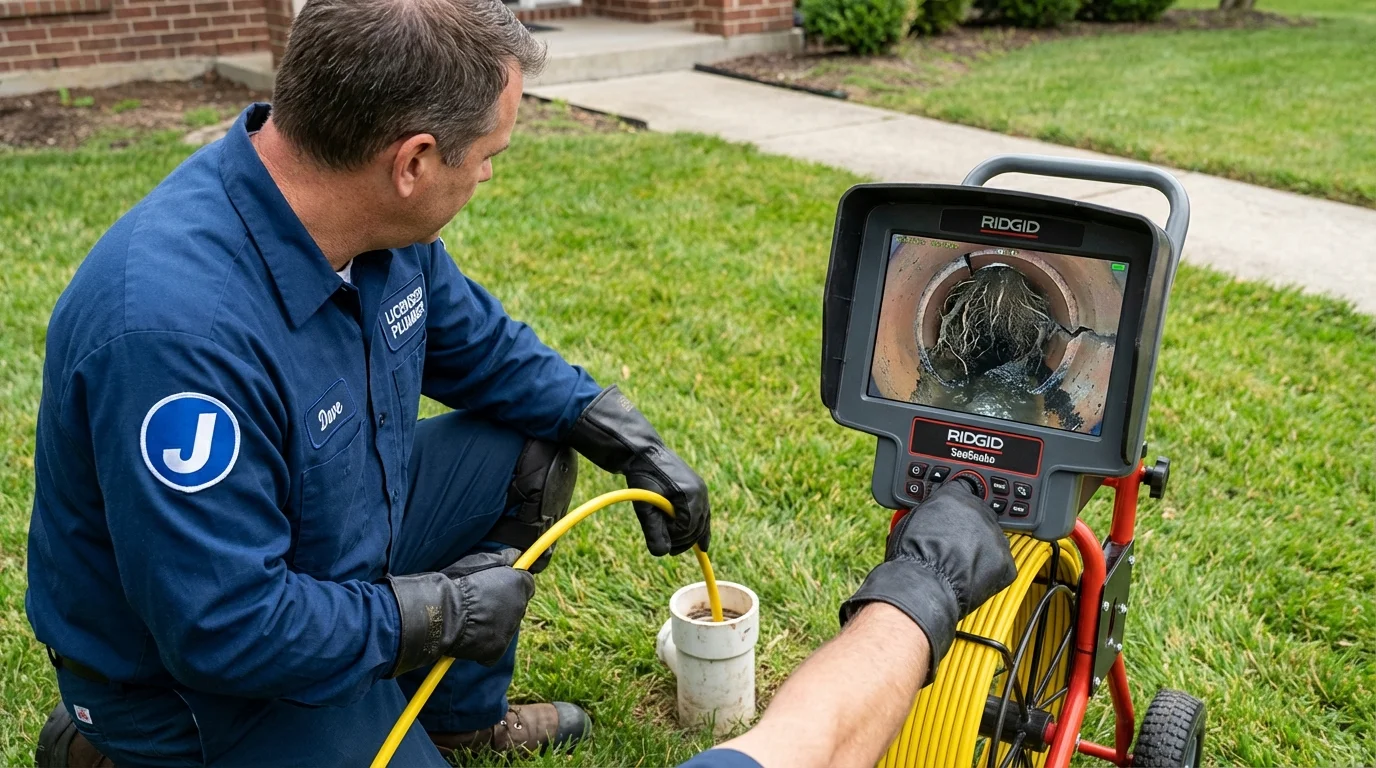 Sewer camera inspection being performed by Johns Plumbing LLC in Oswego